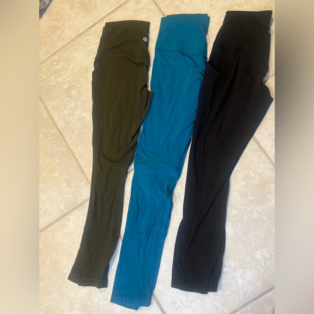 lululemon athletica Black, Teal, and Olive Leggings Size 6